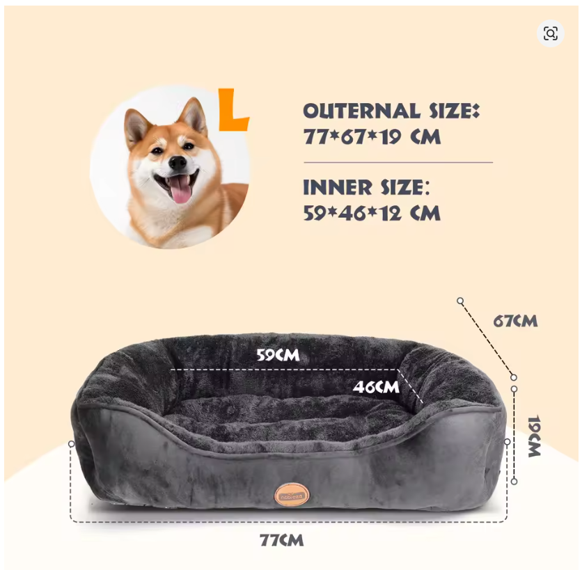 Cama Calmante para Perros con Bordes Altos: Funda Desenfundable y Antideslizante