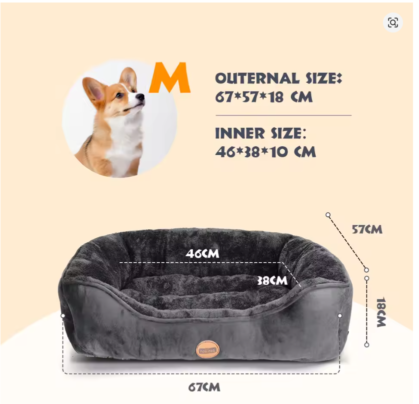 Cama Calmante para Perros con Bordes Altos: Funda Desenfundable y Antideslizante
